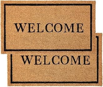 KANKUN Coco Coir Door Mat with Heavy Duty Backing, Welcome Doormat (17" x 30"...