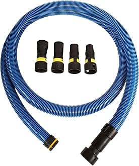 Cen-Tec Systems 95204 10 Ft. Antistatic Vacuum Hose for Shop Vacs with Expanded Multi-Brand Power Tool Adapter Set, Blue