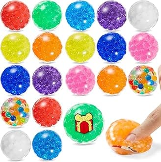 20PCS Christmas Stress Ball Mochi Squishy Toys for Kids: Party Bag Fillers Sensory Gifts Pack - Christmas Stocking Fillers - Fidget Toys Set Balls with Water Beads