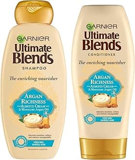 Ultimate Blends Shampoo & Conditioner Set | Argan Richness With Moroccan Argan Oil and Almond Cream Nourishing for Dry, Unruly Hair | 360 ml |