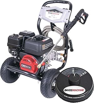 SIMPSONCleaning CM61248-S Clean Machine 3400 PSI Gas Pressure Washer, 2.5 GPM, CRX Engine, Includes 15-Inch Surface Cleaner, Spray Gun and Wand, 4 QC Nozzle Tips, 5/16-in. x 25-ft. Hose, Black/Red
