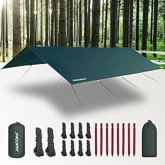 Waterproof Camping Tarp - 10X16.4ft Hammock Rain Fly, Ultralight & Portable & UV Protection Backpacking Tarp, Multifunctional for Outdoor Adventure, Hiking, Tent, Hammock