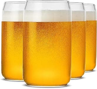 LUXU Beer Glass, 20 oz Can Shaped Beer Glasses Set of 4 -Craft Drinking Glasses,Large Beer Glasses for Any Drink and Any Occasion (Set of 4)