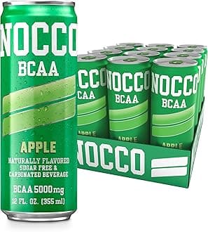 Zero Sugar BCAA Drink, Apple - 12 Fl Oz (Pack of 12) - 0mg Caffeine, Sugar Free with Branched Chain Amino Acids, Carbonated & Low Calorie, B Vitamins, Grab & Go Performance Beverage