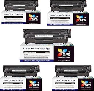 GPS Colour Your Dreams 12A Toner Cartridge Compatible for LJ Printers 1010, 1012, 1018, 1020, 1022, 1022n, 1022nw, 3015, 3020, 3030, 3050, 3050z, 3052, 3055, M1319, M1319F MFP, M1005 MFP (Set of 5)