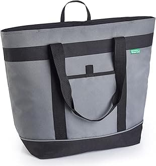 Jumbo Insulated Cooler Bag (Gray) with HD Thermal Foam Insulation. Soft Sided Cooler Makes a Perfect Insulated Grocery Bag, Food Delivery Bag, Travel Cooler, or Picnic Cooler.