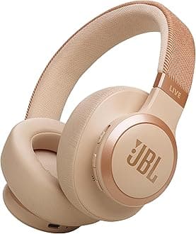 LIVE 770NC Wireless Over-Ear Headphones – Adaptive Noise Cancelling, JBL Signature Sound, 70H Battery, Smart Ambient & Bluetooth 5.3, JBLLIVE770NCSAT, Beige