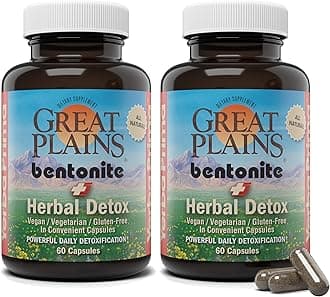 Bentonite Clay Plus Herbal Detox, 60 Veggie Capsules (Pack of 2) - Use Long Term or as Rapid Detox, Premium Quality Ingredients, Powerful Daily Detoxification, Great Plains Bentonite
