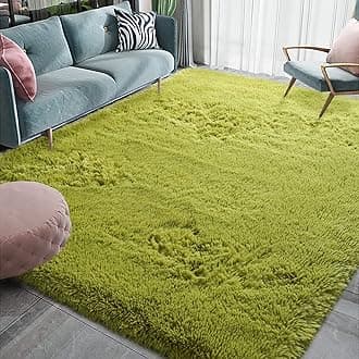 Homore Luxury Fluffy Area Rug Modern Shag Rugs for Bedroom Living Room, Super Soft and Comfy Carpet, Cute Carpets for Kids Nursery Girls Home, 4x5.9 Feet Green