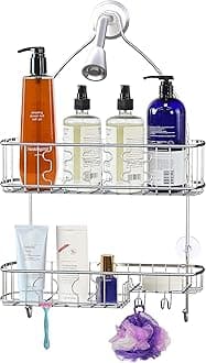 Simple Houseware Bathroom Hanging Shower Head Caddy Organizer, Chrome (26 x 16 x 5.5 inches)