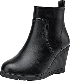 VeposeWomen's 9679 Wedge Ankle Boots, Classic Ankle Wedge Booties with Side Zipper for Lady