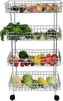 Four Layer Kitchen Trolly Multipurpose Stainless Steel Portable Storage Floor Standing Or Tabletop Rack|Trolley with Wheels for Kitchen Storage, Tiered Shelf, 4 Shelf Trolley