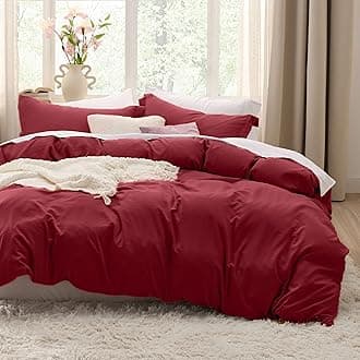 Bedsure Red Duvet Cover Full Size - 3 Pieces Prewashed Extra Soft Cotton-Like Polyester Bedding Set, Includes 1 Duvet Cover 80x90 Inches with Zipper Closure & 2 Pillow Shams, Comforter Not Included