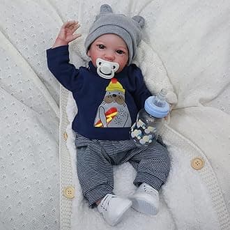 Realistic Reborn Baby Dolls Boy - 19 Inch Lifelike Newborn Baby Dolls Handmade Real Life Baby Dolls Reborn Toddler with Soft Cloth Body Gift Toys for Kids Age 3 +