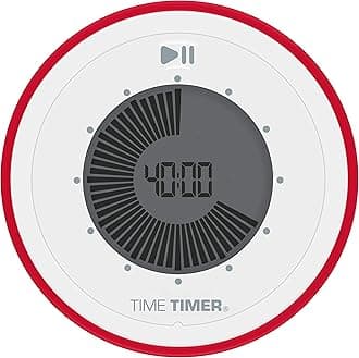 Time Timer TWIST 90 Minute Visual Digital Timer; Magnetic; Portable; Start/Pause Functionality; Optional Alert (On/Off); Silent Operation (No Ticking); 3.5” radius x 1”; Red; Time Management Tool for Kids, Students, Special Needs, and Adults; for Classroom, Office and Home.