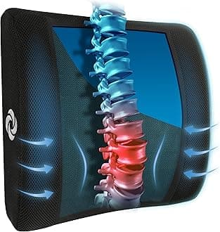 Samsonite SA6086 - Lumbar Support Pillow with Mild Cooling Gel [Cooling effect is subjective, and varies by personal sensitivity] - Helps Relieve Lower Back Pain - Premium Memory Foam