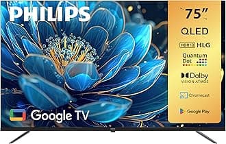 Philips 75inch 8100 series Smart QLED Google TV 75PQT8169/56, Dolby Vision/HDR 10/HLG/HDMI 2.1 Google Voice Assistant, Youtube, Netflix,Shahid, 1 Year Warranty