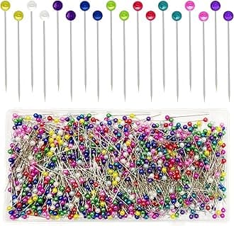 1000pcs Sewing Pins Straight Pin for Fabric, Pearlized Ball Head Quilting Pins Long 1.5inch, Multicolor Corsage Stick Pins for Dressmaker, Jewelry DIY Decoration, Craft and Sewing Project