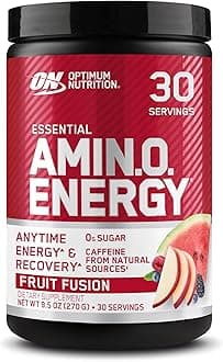 Optimum Nutrition Amino Energy - Pre Workout with Green Tea, BCAA, Amino Acids, Keto Friendly, Green Coffee Extract, Energy Powder - Fruit Fusion, 9.5 Ounce, 30 Servings (Packaging May Vary)