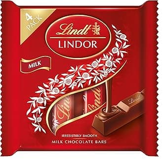 Lindor Milk Chocolate Bars, 4 x 25g