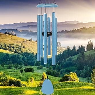 FSVGYY Wind-Chimes-Outdoor-Deep-Tone, Large Soothing Melodic Tones Mobile Windchimes, Wind Chimes for Outside, Memorial Wind Chime Best Gift for Mom Women Grandma Neighbors(32" Blue Coated Aluminum)