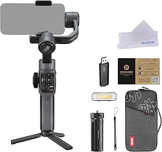Smooth 5 Combo, Portable Gimbal Stabilizer for Android iPhone, 3-Axis Handheld Smartphone Gimbal, LED Fill Light & Filters, Face Tracking, Vlogging Stabilizer, YouTube TikTok Video