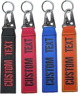 Personalized keychain, custom name number tag, key ring accessories, embroidery keyring for luggage，crate，belt，gear，keyring，car key chain