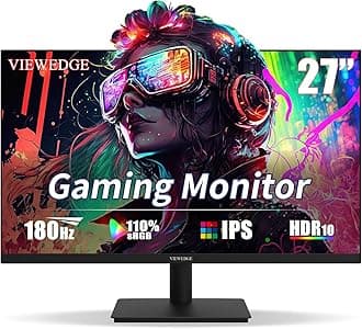Viewedge Gaming Monitor 27 inch 180hz (Supports 144hz/165hz) 1ms, 110% sRGB with HDR 10 | 1080p Monitor IPS Screen, DP HDMI Monitor, Built-in Speakers, Support Freesync and Wall Mount