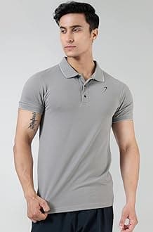 FUAARK Men Slim Fit Pique Aura Polo Tshirt with Short Sleeves & Reflective Chest Logo -