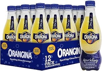 Orangina - Citrus Sparkling Juice Beverage - Light Pulp - Original Imported European French Recipe - (Pack of 12) (14.2 oz Bottle)