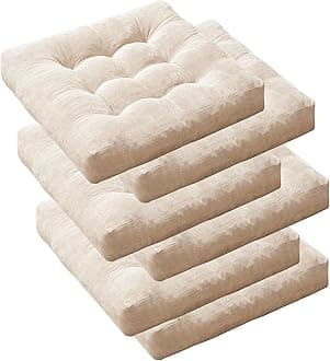 Degrees of Comfort Floor Cushion 6 Pack for Meditation, Office & Classroom – Corduroy Soft Seating Set, 22 Inch, High-Density Foam, Square Shape, Beige