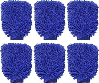 ALOUD CREATIONS 6 Pc Double Sided Microfiber Cleaning Gloves | Car Wash Mitt for Cleaning and Dusting | Chenille Mitt Cleaning Gloves | Extra Large, Professional Grade | Multi Colour