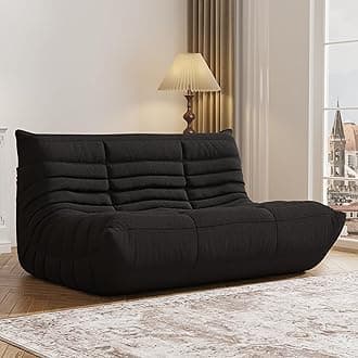 Bean Bag Chair, Fireside Chair, Large Bean Bag Chair for Adults, Bean Bag Chairs for Teens with High-Resilience Foam, Non-Slip Base Floor Lounge Sofa,Living Room (Black, Loveseat)