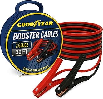 GOODYEAR Heavy Duty Jumper Cables for Car Battery – 2 Gauge 20 ft Booster Cables with Carrying Case for Cars, Trucks, SUVs, Emergency Roadside Kit
