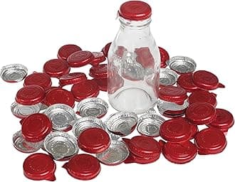 Set Of 50 Small Red Foil Milk Bottle Tops diameter 3.5 cm