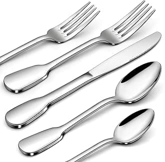 HaWare 18/10 Stainless Steel Flatware, 20-Piece Silverware Set for 4, Premium Cutlery Set for Home Restaurant, Include Knife Fork Spoon, Ergonomic Design Eating Utensils Tableware, Dishwasher Safe