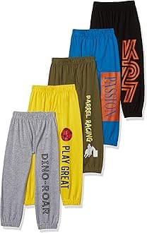 T2F Boy's Regular Fit Printed Cotton Track Pant (Pack of 5)