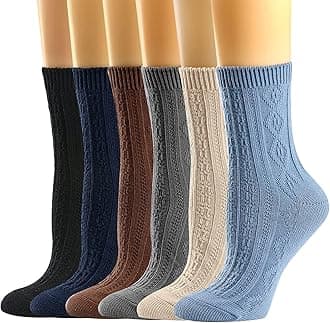 Mcool Mary Womens Crew Socks, Casual Knit Cotton Warm Comfy Breathable Cool Dress Socks for Girls 6 Pack