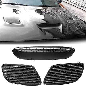 Hood Scoop Vent Compatible with 2015-2018 Dodge Challenger SRT Hellcat & 2019-2023 R/T Scat Pack Black Hood Bezels Grille Replace for 68184348AD, 68184348AB, 68184348AF, 68184352AB, 68184353AB