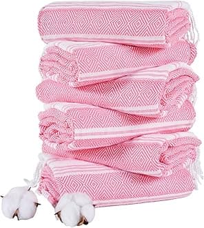6 Packs Oversized Turkish Beach Towels Set Bulk 74"x38" Extra Large Sand Free Quick Dry Swim Bath Pool Towel Travel Blanket Adult Essentials Cruise Accessories Vacation Red Stuff
