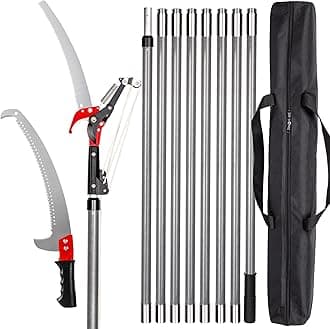 Walensee Pole Saw for Tree Trimming, 7.2-27 FT Manual Tree Pruner with 8 Sectional Fiberglass Poles, Saw Blade & Pruning Scissor Head, Adjustable Branch Cutter for Yard Garden with Storage Bag