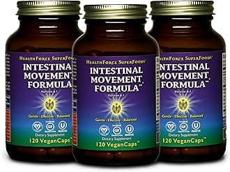 HealthForce SuperFoods Intestinal Movement Formula - Natural Laxative Supports Bowel Regularity - All-Natural Digestion Supplement to Support Constipation - Gluten-Free & Vegan - 120 Caps (Pack of 3)