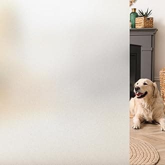 HIDBEA Frosted Window Film Privacy, Static Cling Anti UV Privacy Film for Glass Windows, Opaque Self Adhesive Reusable No Glue Door Covering for Bathroom Home Office (Frosted, 30×200cm)