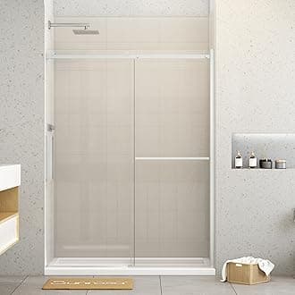 Sunrosa Shower Doors 60"×76", Single Sliding Shower Doors, Shower Door with Tempered Glass, Shower Glass Door in Chrome