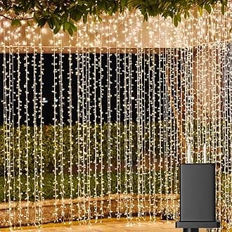 Solhice LED Curtain Lights Outdoor 40ft x10ft, 800 LED Plug in Hanging String Lights Indoor, Twinkle Lights Backdrop for Outside Backyard Patio Wedding Décor, Warm White (Not Connectable)