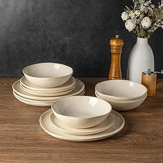 AmorArc Ceramic Dinnerware Sets,Handmade Reactive Glaze Stoneware Plates and Bowls Sets,Highly Scratch Resistant | Dishwasher & Microwave Safe Dishes Set,Service for 8 (24pc)