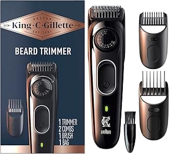 King C. Gillette Cordless Men’s Beard Trimmer Kit with 3 Interchangeable Combs