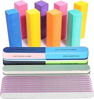 Nail File and Buffer, Professional Manicure Tools Kit. 8PCS Rectangular Nail Buffer Block, 8PCS Nail File, 2PCS 7 Way Nail File & 2PCS Nail Polishing Buffer. Nail Care File Buffer Tool
