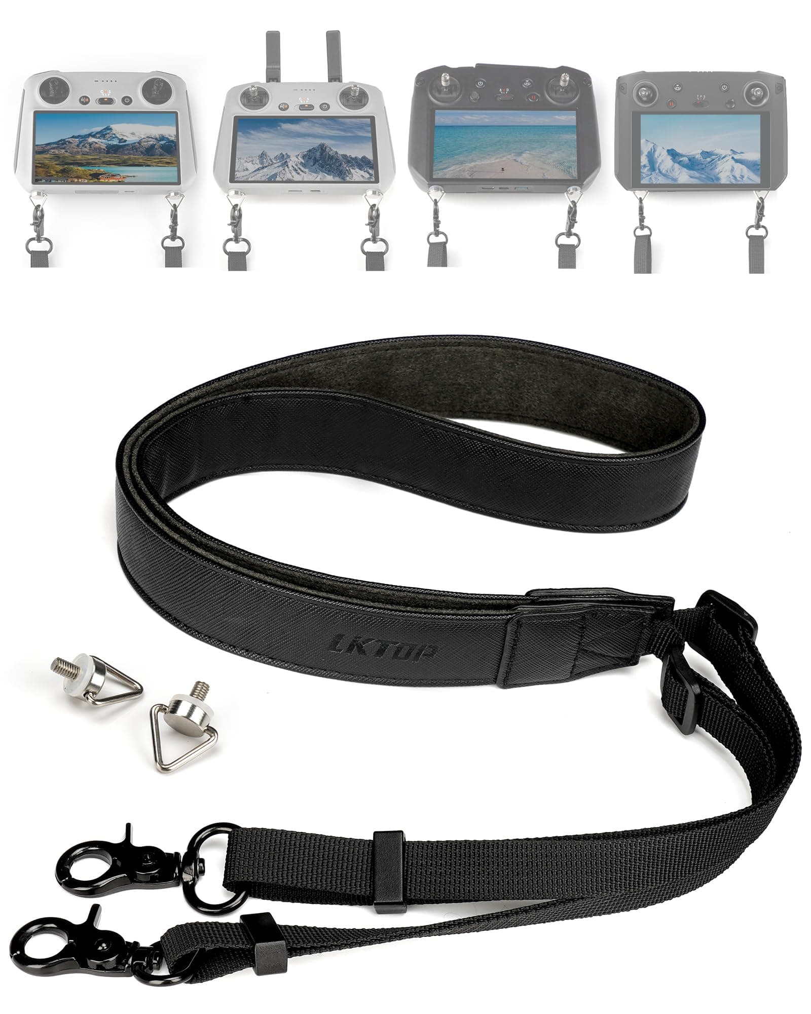 Lanyard Neck Strap for DJI rc 2/Pro/Smart Controller Accessories, Mini 4 Pro Adjustable Leather Lanyard for DJI Mini 4/3 Series, Air 3/Air 2S, Mavic 3 Series (50-63", with Screws), Black