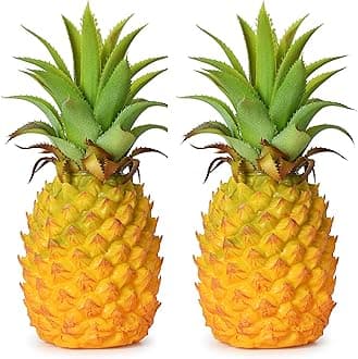 Lvydec 2 Pack Artificial Pineapple, Realistic Artificial Fruit Fake Pineapple for Home Cabinet Table Party Decoration (8.2" - 2 Pack)